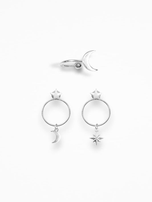 "NIGHT" EAR SET SILVER