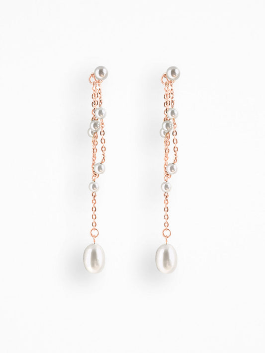 "Y FALLING PEARL" EARRINGS VERMEIL