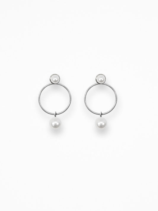 "O PEARL" EARRINGS SILVER