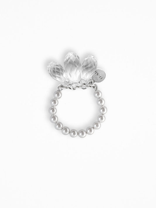 NAKED CRYSTALS PEARLS RING